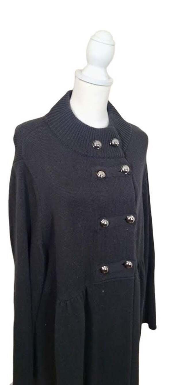 Style & Co Blk. Mock/Tunnel Neck Sweater Coat, 2X Military Style Dark Academia - Picture 10 of 11